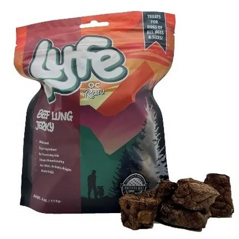 4oz OC Raw Lyfe Beef Lung Jerky - Treats